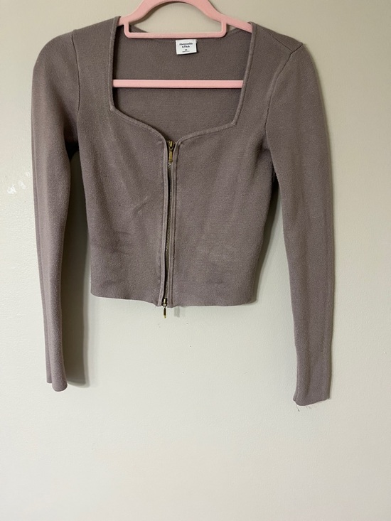 Abercrombie & Fitch Sweaters - Abercrombie & Fitch Zip-Front Square Neck Long Sleeve Top